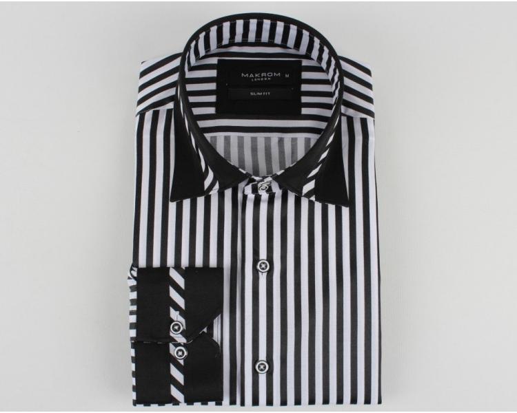 SL 5322 Men's black & white striped shirt Men's shirts