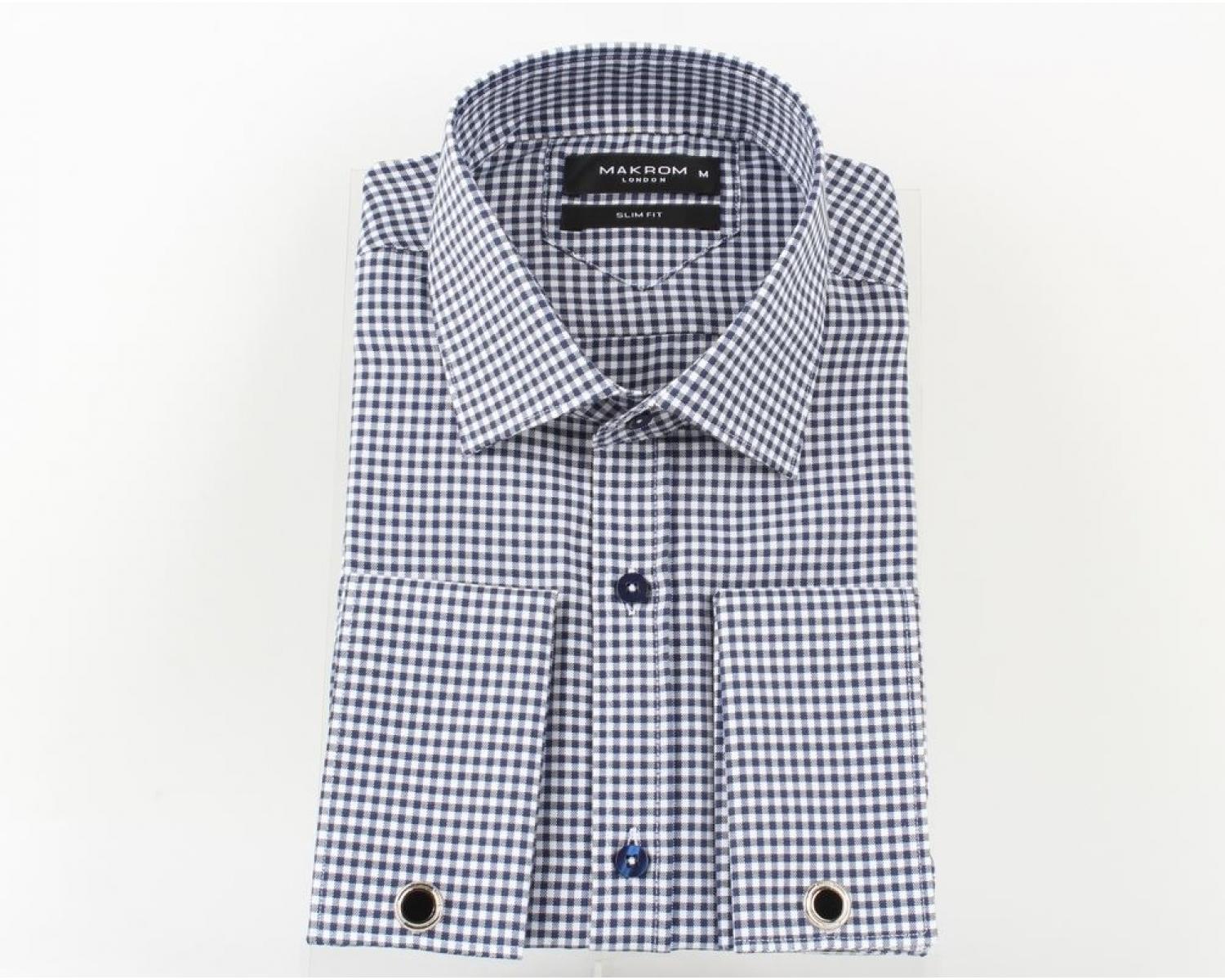 Men's Plaid/Check Dress Shirt /w Bowtie & Hanky French Cuff MS628 