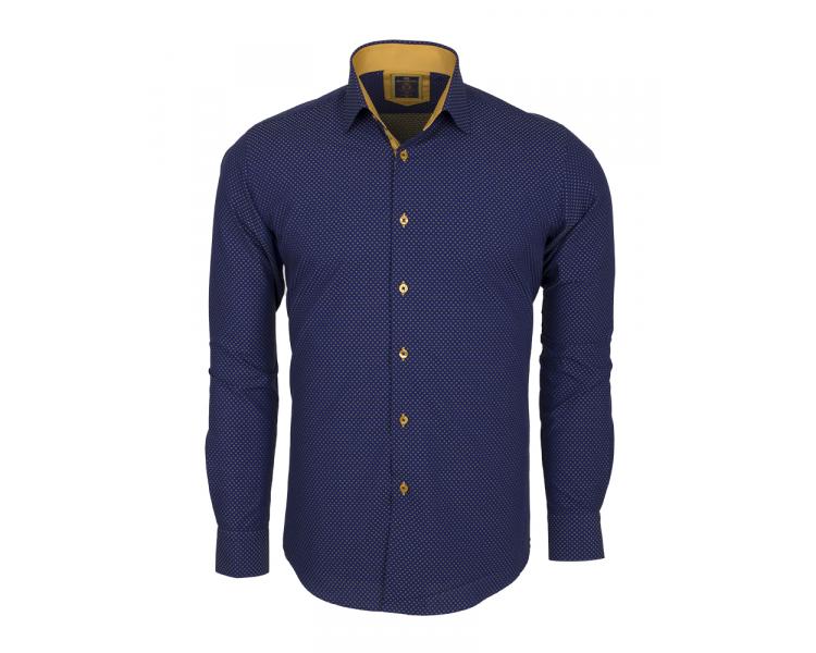 SL 5971 Men's dark blue & camel micro print cotton shirt Men's shirts