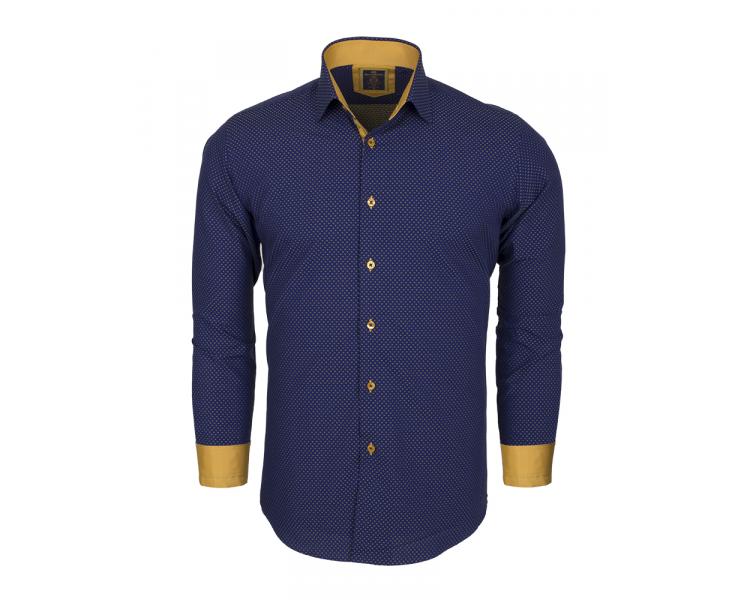 SL 5971 Men's dark blue & camel micro print cotton shirt Men's shirts