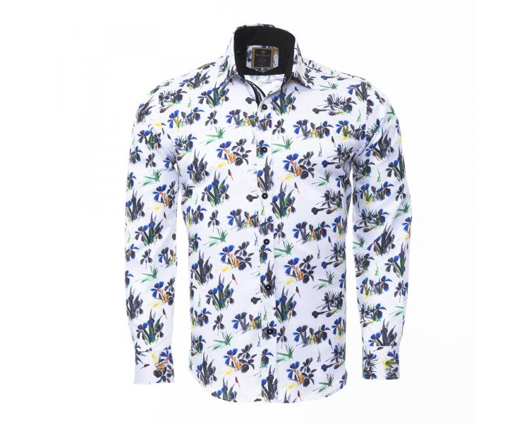 SL 6404 Men's white & blue floral print shirt Men's shirts