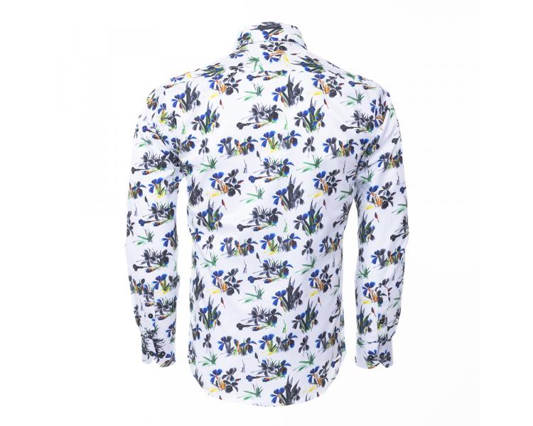 SL 6404 Men's white & blue floral print shirt Men's shirts