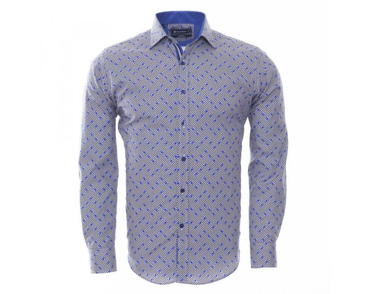 SL 6448 Men's blue geometric print cotton shirt Men's shirts