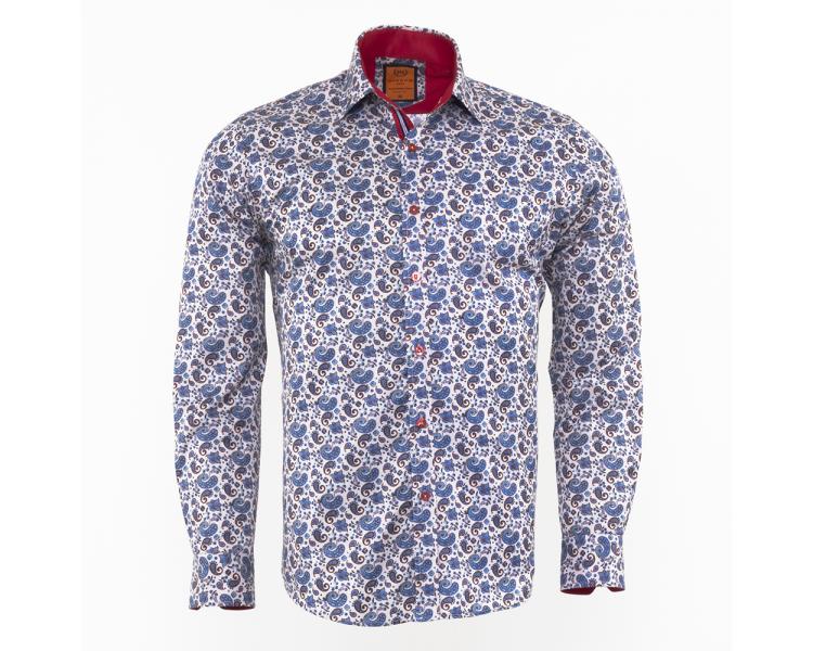 SL 6472 Men's cream & blue paisley print shirt Men's shirts