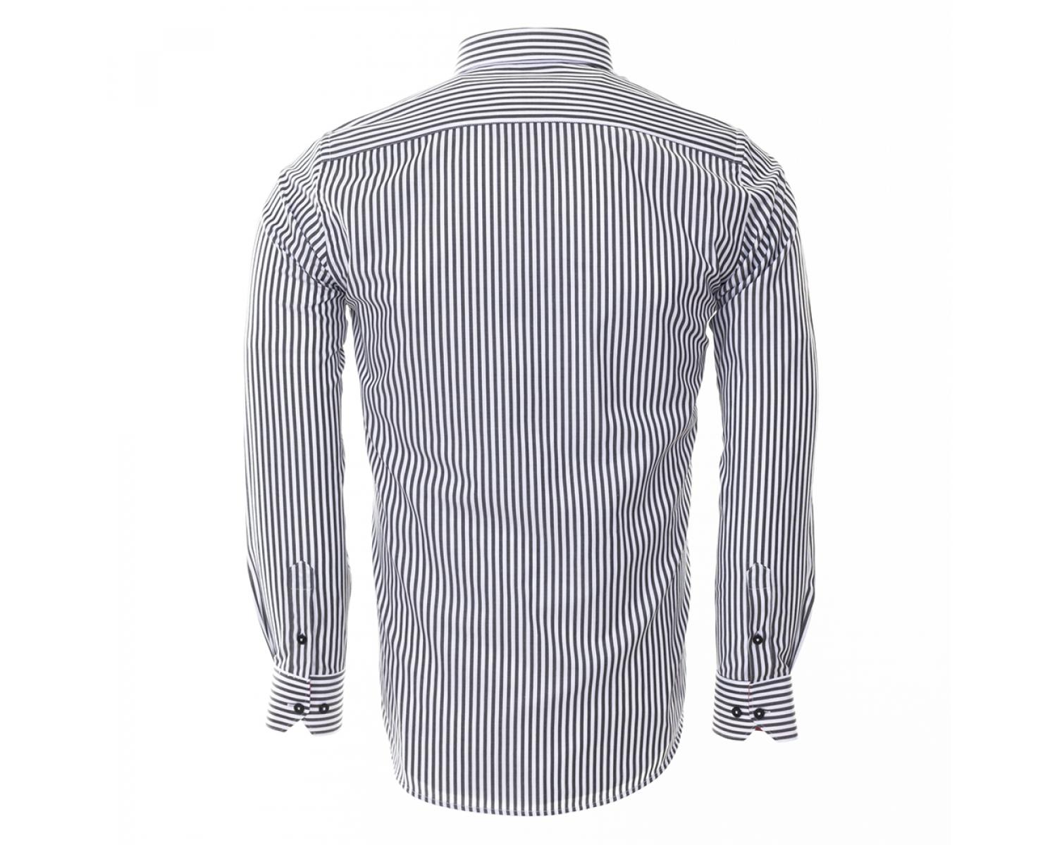 SL 6480 Men's white & black striped button down collar shirt - Quality