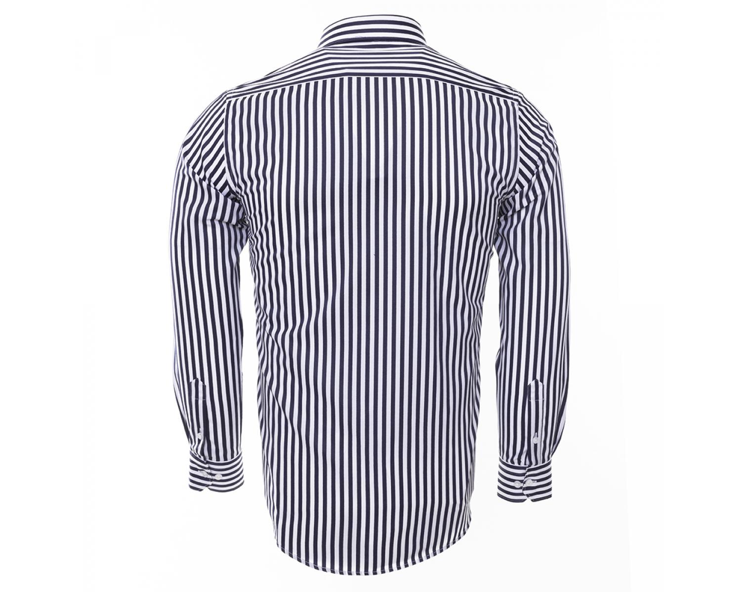 SL 6487 Men's white & dark blue vertical striped shirt - Quality ...