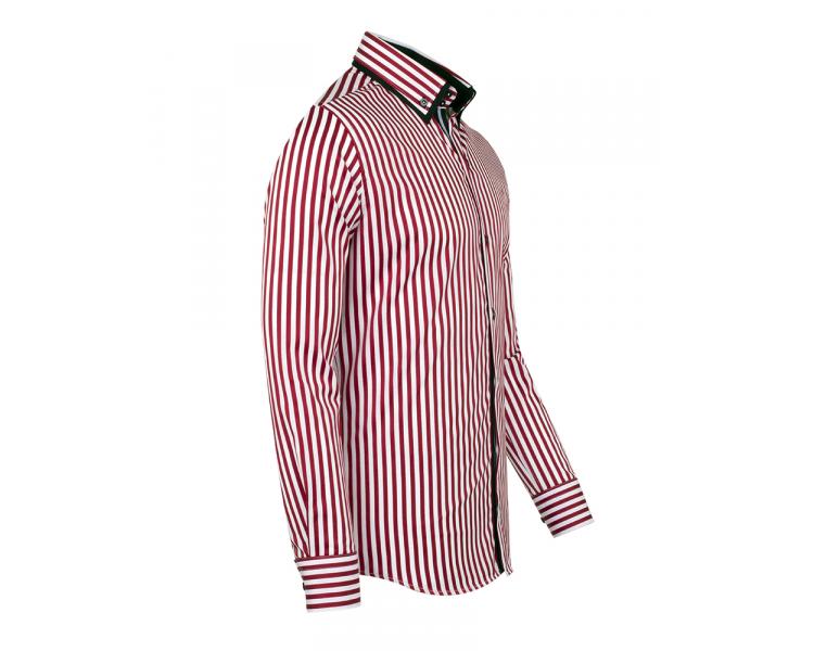 SL 6493 Men's white & red striped double collar shirt Men's shirts