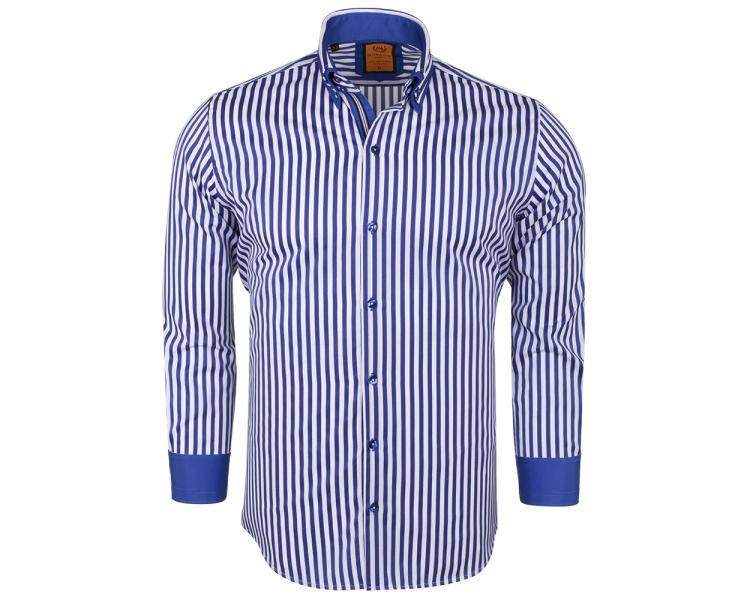SL 6493 Men's white & blue striped double collar shirt Men's shirts