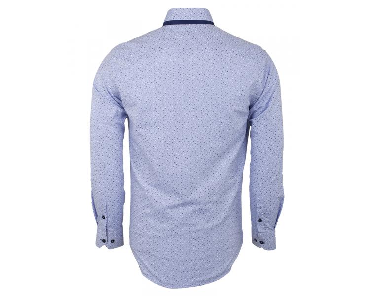 SL 6495 Men's blue micro print double collar cotton shirt Men's shirts
