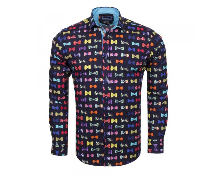 SL 6532 Men's multi color bow print cotton shirt Hemden für Herren