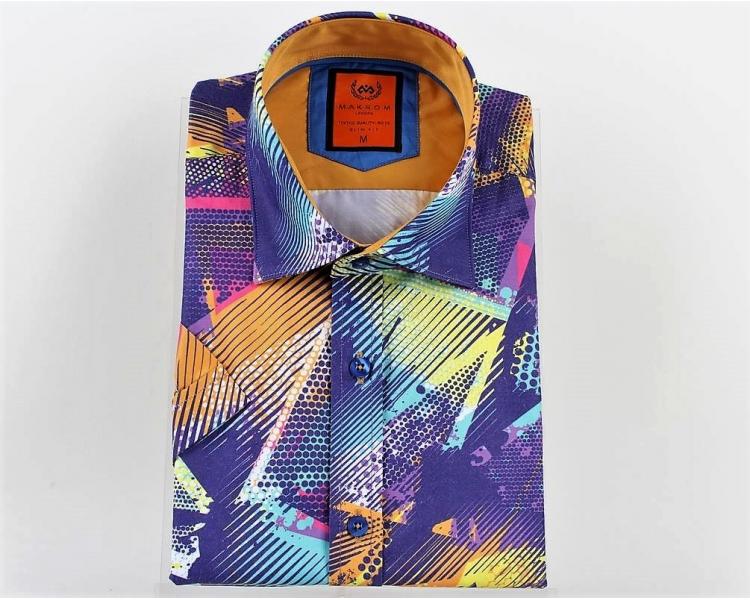 SS 6079 Men's multi color geometric print short sleeved shirt Men's shirts