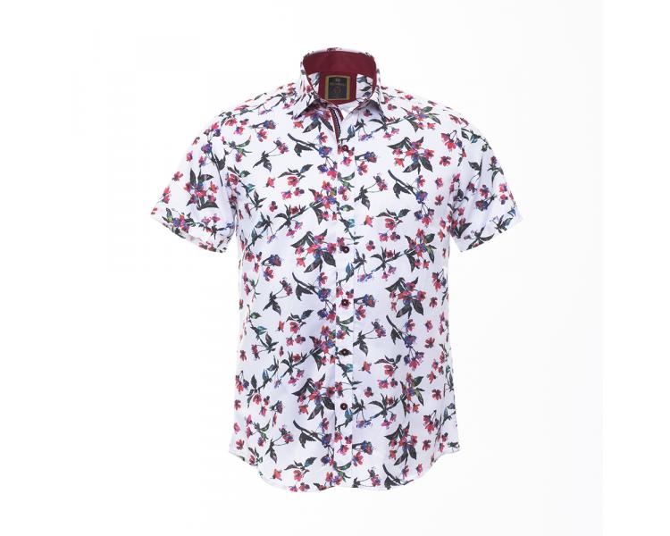 SS 6398 Men's white floral print short sleeved shirt Men's shirts