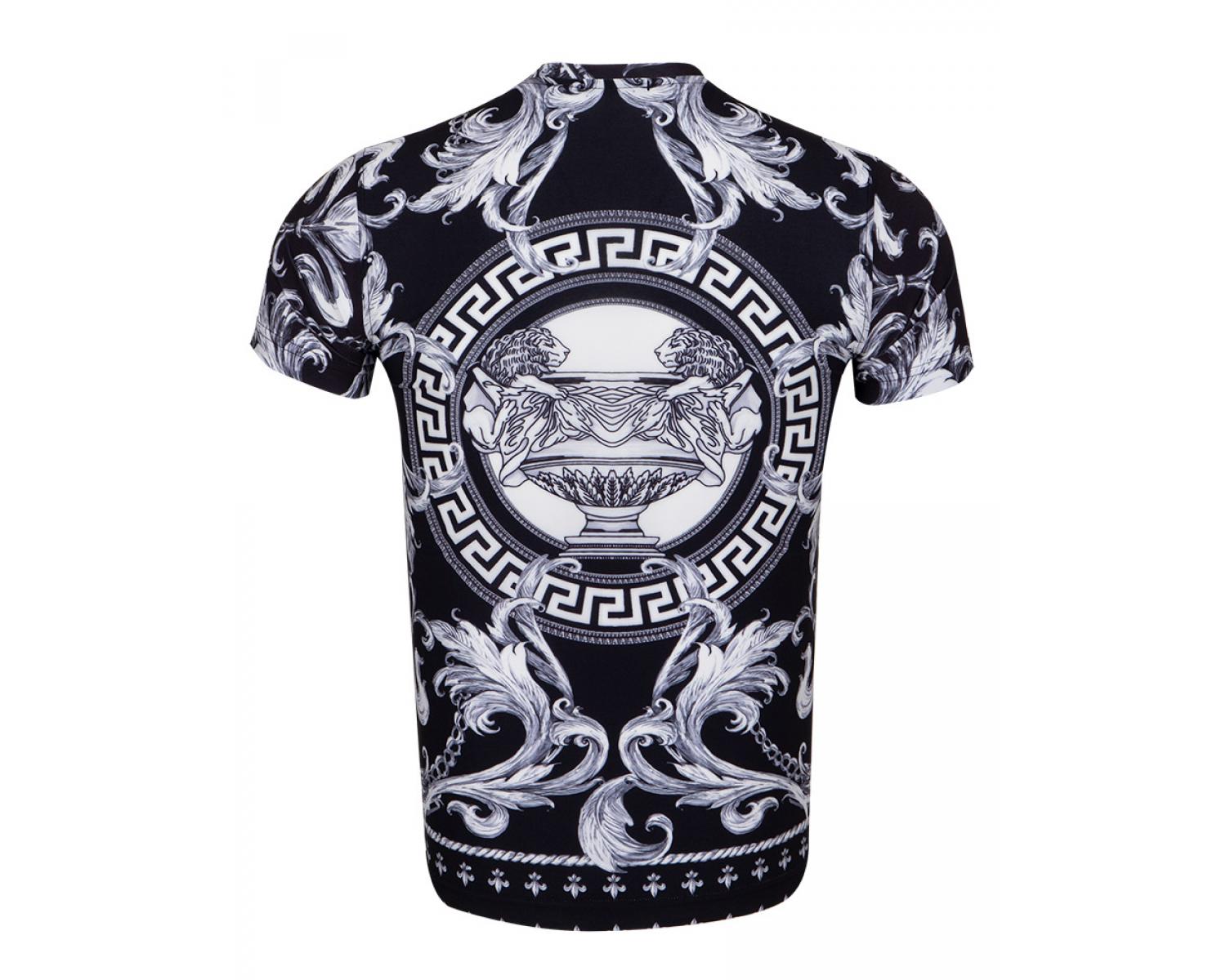 black Versace style lion print T-shirt 