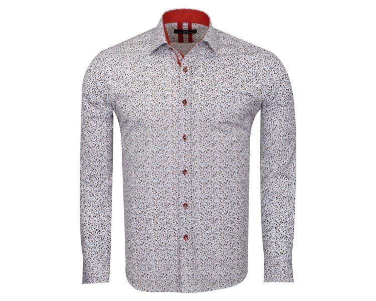 SL 6811 Men's brown micro floral & paisley print long sleeved shirt