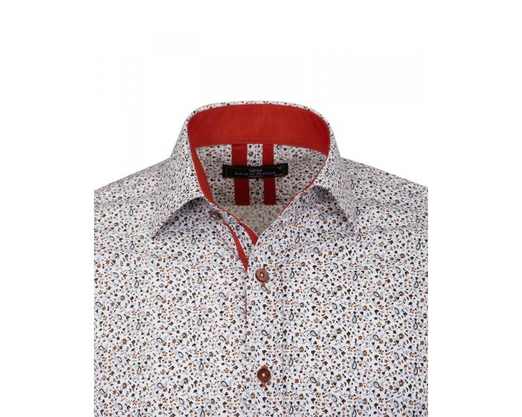 SL 6811 Men's brown micro floral & paisley print long sleeved shirt Men's shirts