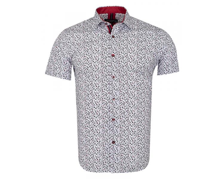 SS 6690 Men's white floral print short sleeved shirt Men's shirts