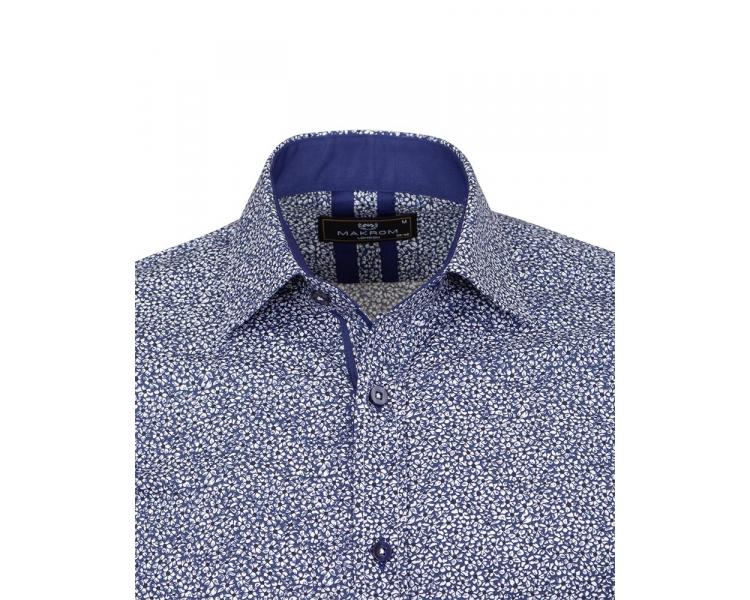 SL 6807 Men's dark blue micro flowers print long sleeved shirt Men's shirts