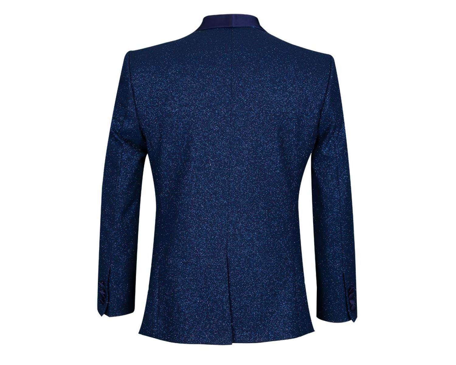 J 227 Men's dark blue shiny smoking jacket with bow tie - Quality ...