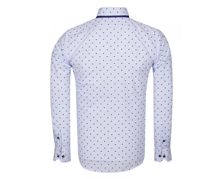 SL 6677 Men's white leaf & polka dot print long sleeved shirt Men's shirts
