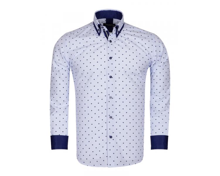 SL 6677 Men's white leaf & polka dot print long sleeved shirt Men's shirts