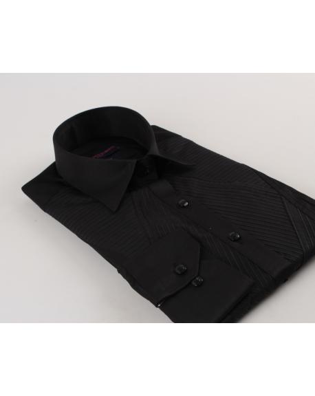 LL 3223 Women's executive black Plissé shirt