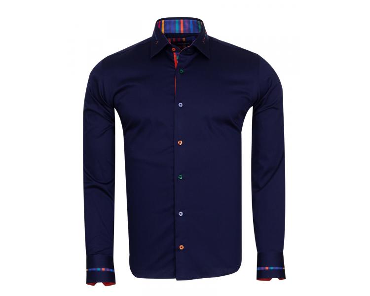 SL 6621 Men's dark blue pure cotton shirt with striped details Men's shirts