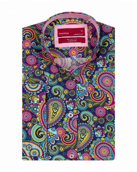 LS 4127 Women's paisley print 3/4 sleeved cotton shirt