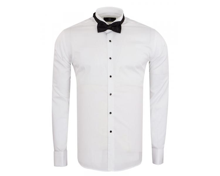 SL 7019 Men's white wing collar smoking shirt with double cuff Men's shirts