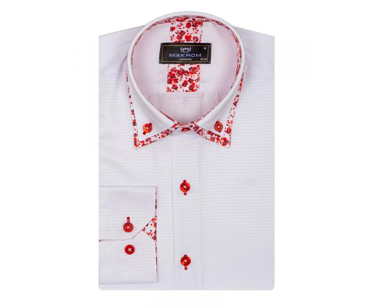 SL 6800 Men's white & red double collar long sleeved shirt Men's shirts