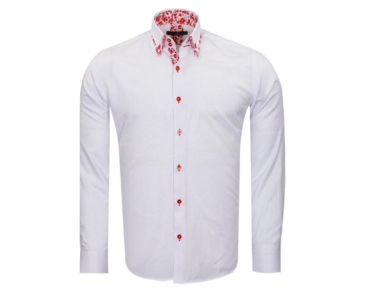 SL 6800 Men's white & red double collar long sleeved shirt Men's shirts