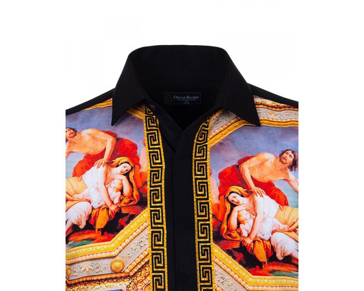 SL 6673 Men's exclusive back madonna rome print satin shirt Men's shirts