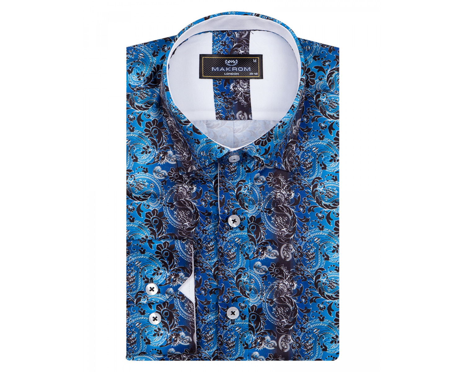 royal blue paisley shirt