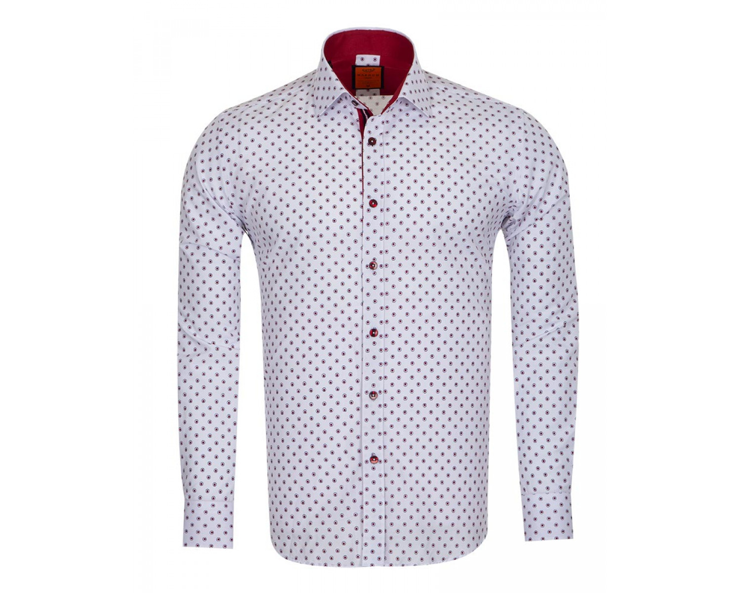 white shirt with red dots