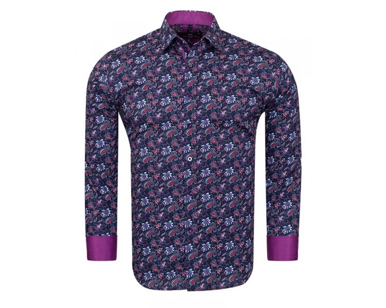 SL 6809 Men's burgundy & purple paisley print long sleeved shirt Men's shirts