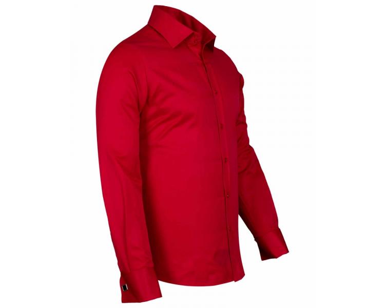 SL 1045-B Men's red plain double cuff shirt with cufflinks Men's shirts
