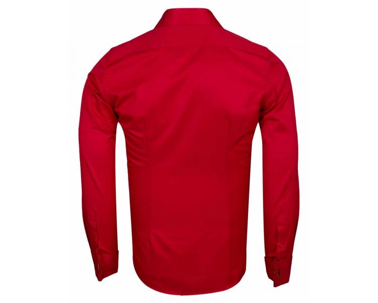 SL 1045-B Men's red plain double cuff shirt with cufflinks Men's shirts