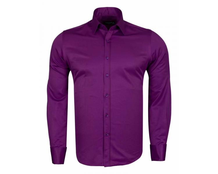  Фиолетовая рубашка с французским манжетом и запонками SL 1045-B Мужские рубашки