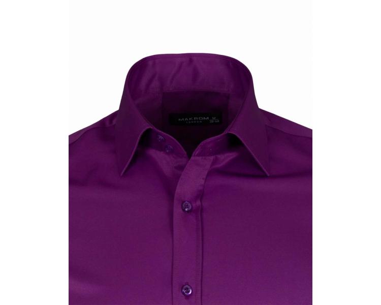 SL 1045-B Men's purple plain double cuff shirt with cufflinks Men's shirts