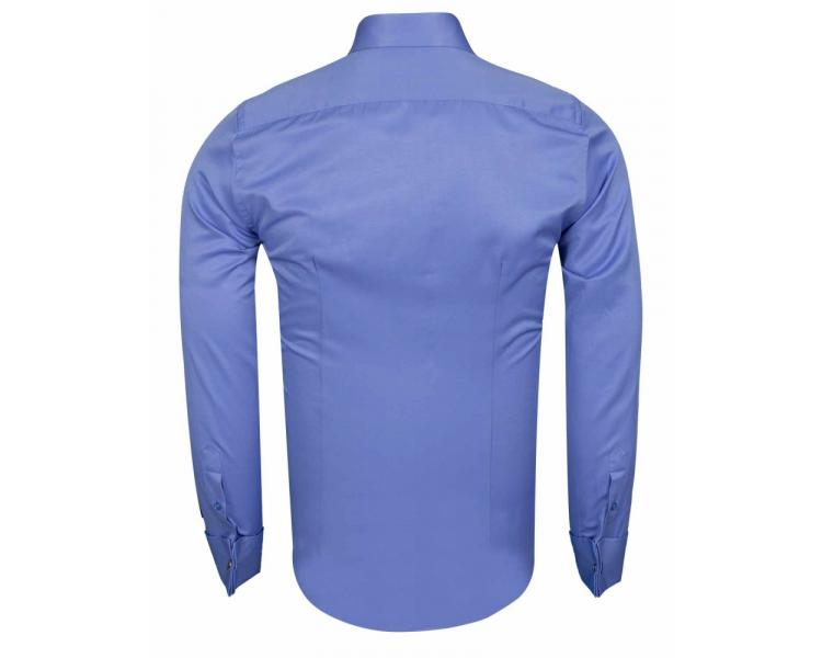 SL 1045-C Men's blue plain classic double cuff shirt with cufflinks Men's shirts