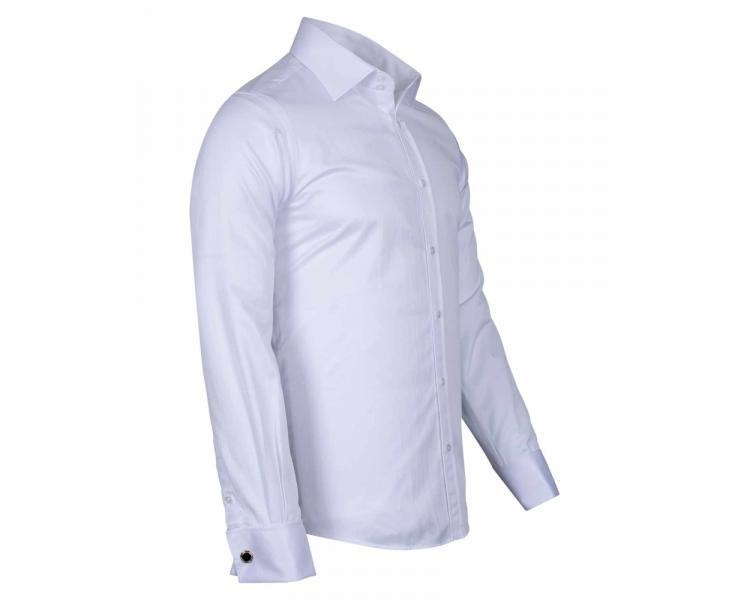 SL 1045-C Men's white plain double cuff shirt with cufflinks Men's shirts