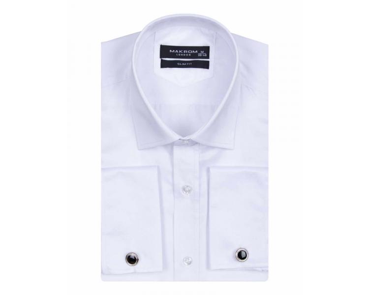 SL 1045-C Men's white plain double cuff shirt with cufflinks Men's shirts