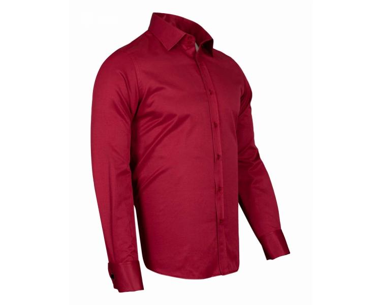 SL 1045-C Men's claret red plain double cuff shirt with cufflinks Hemden für Herren