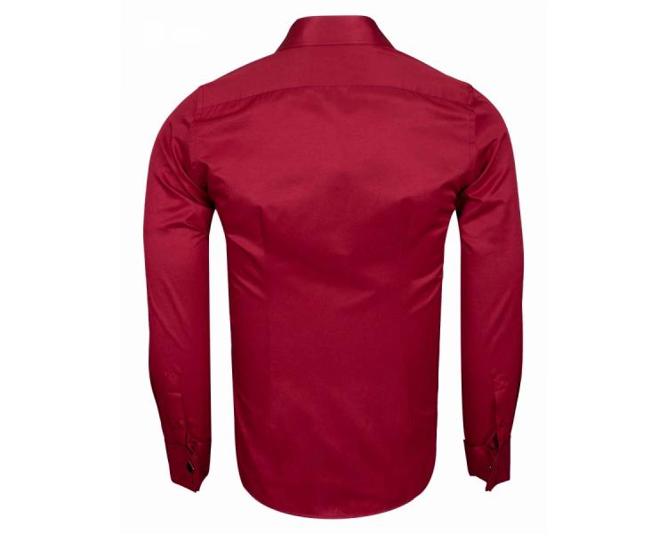 SL 1045-C Темно-красная рубашка с французским манжетом и запонками Мужские рубашки