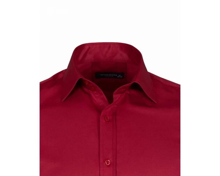 SL 1045-C Men's claret red plain double cuff shirt with cufflinks Hemden für Herren