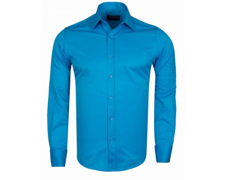 SL 1045-C Мужская бирюзовая рубашка с французскими манжетами под запонки Мужские рубашки