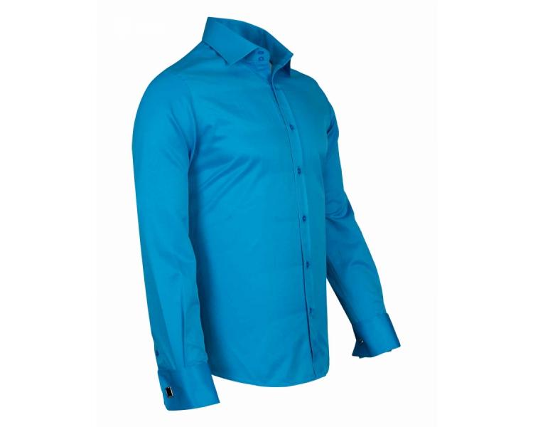 SL 1045-C Men's turquoise plain french cuff shirt with cufflinks Men's shirts