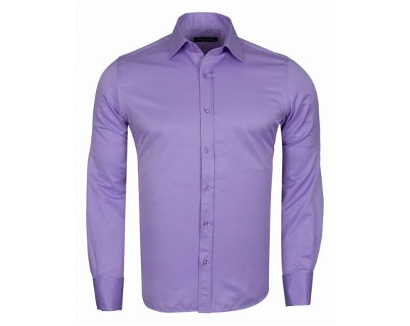 SL 1045-C Men's lilac plain double cuff shirt with cufflinks Men's shirts