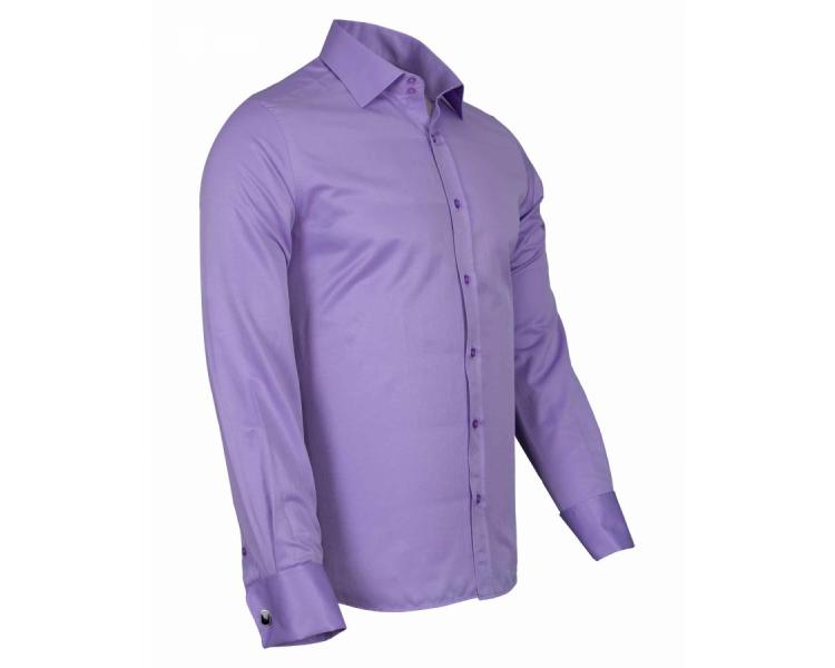 SL 1045-C Men's lilac plain double cuff shirt with cufflinks Hemden für Herren