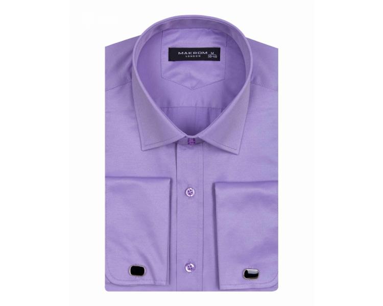 SL 1045-C Men's lilac plain double cuff shirt with cufflinks Hemden für Herren