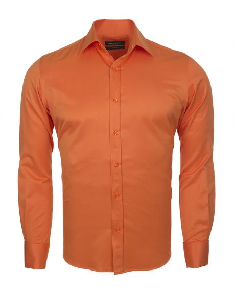 SL 1045-D Men's orange plain classic double cuff shirt with cufflinks